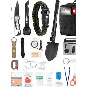 Tactical Survival Kit 121Pc First Aid Emergency Camping Gear